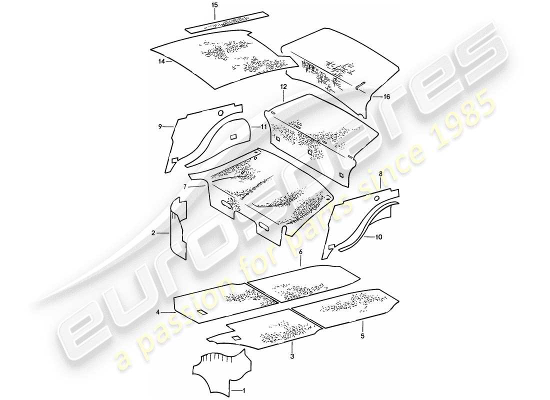 Porsche 911 (1984) BODY SHELL - SOUND ABSORBERS Part Diagram