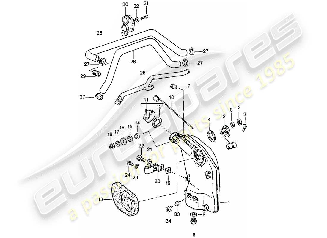 Porsche 911 (1986) ENGINE LUBRICATION - OIL TANK - LINES Part Diagram