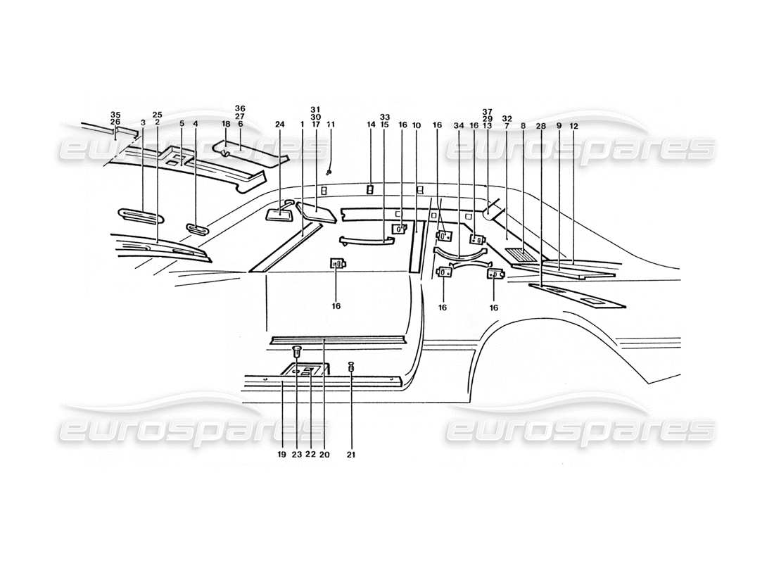 Ferrari 400 GT / 400i (Coachwork) Sun visors & covers Parts Diagram