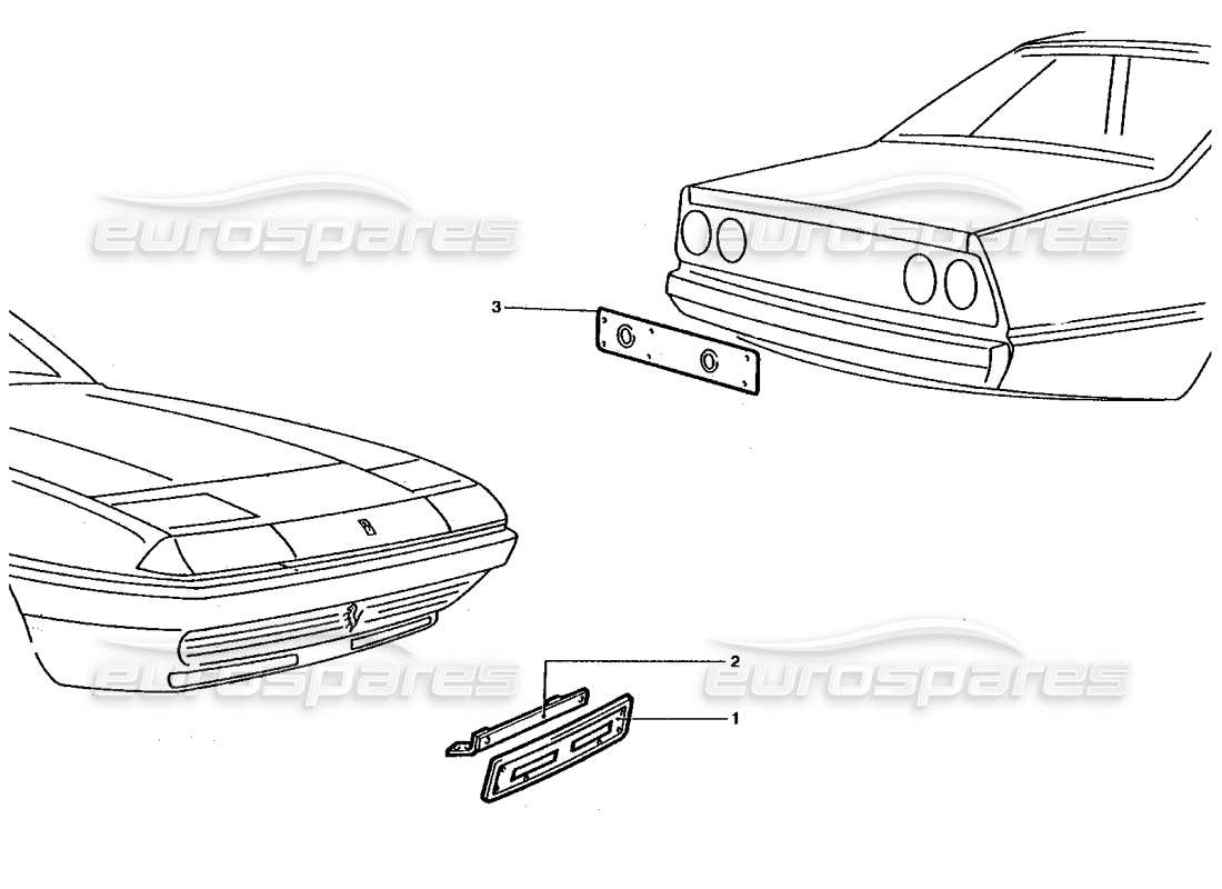 Ferrari 400 GT / 400i (Coachwork) Front & Rear number plate holder Parts Diagram