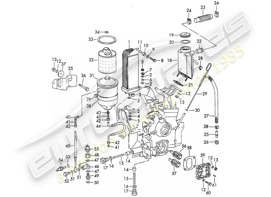 Porsche 911/912 (1965) Engine Lubrication Part Diagram