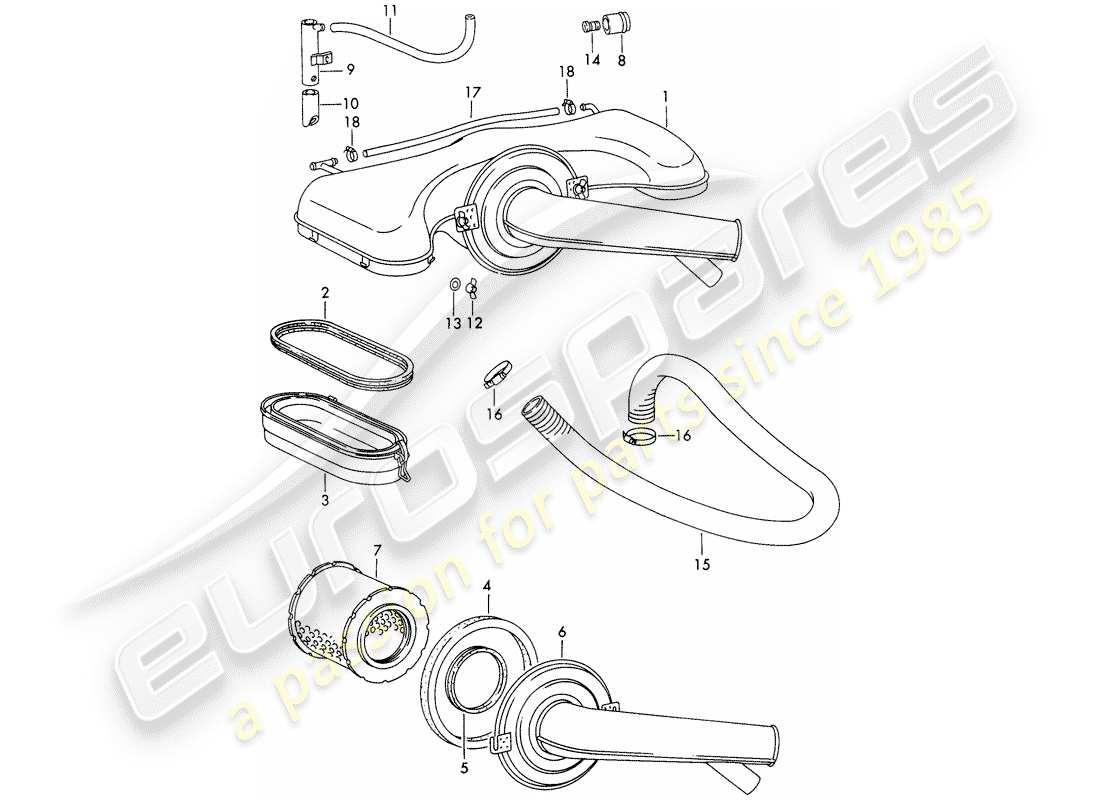 Porsche 911/912 (1965) AIR CLEANER SYSTEM - FOR - - WEBER - - CARBURETOR Part Diagram