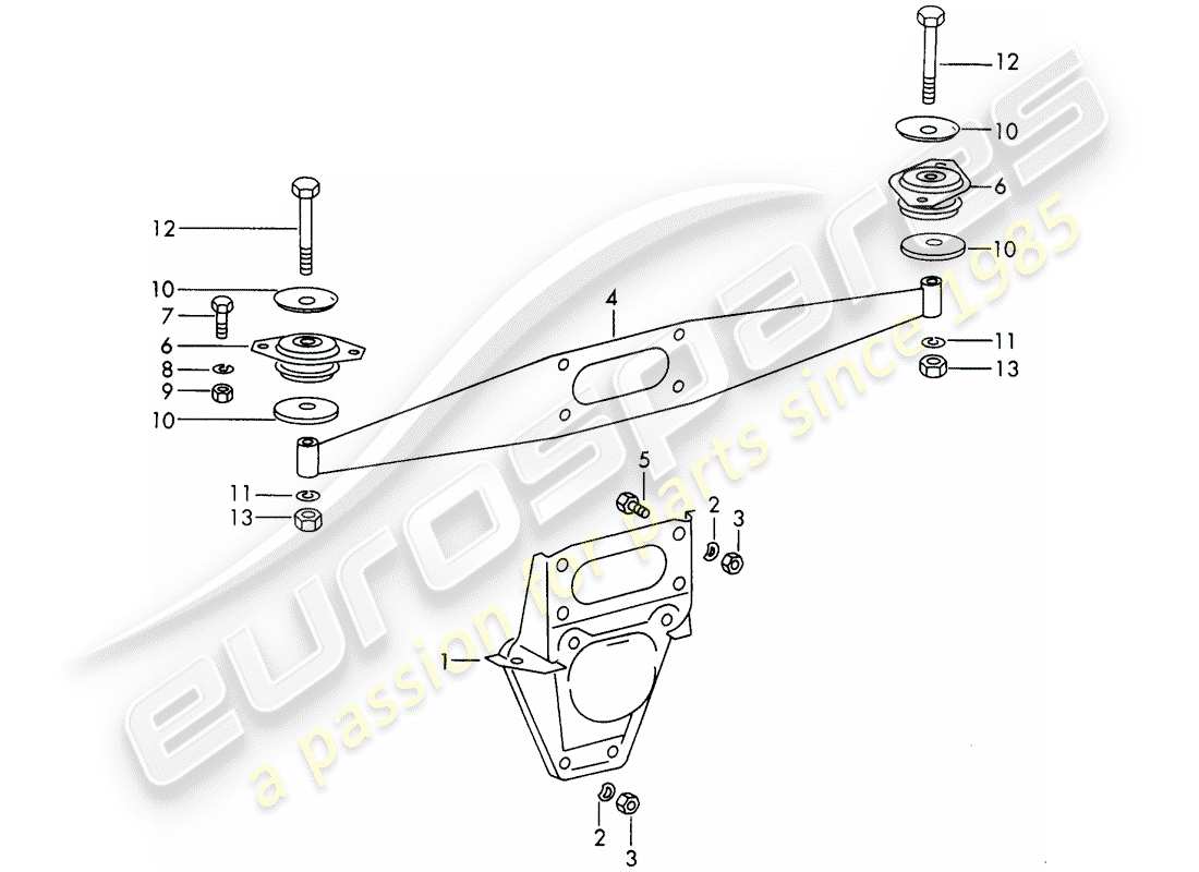 Porsche 911/912 (1965) engine suspension Part Diagram