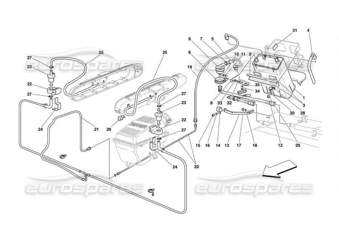 Ferrari 550 Barchetta Antievaporation Device -Valid for USA and CDN- Parts Diagram