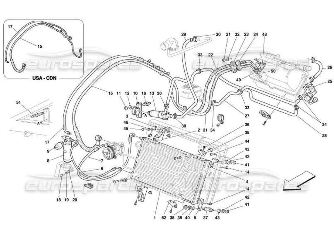 Ferrari 550 Barchetta air conditioning system Parts Diagram