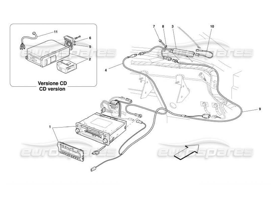 Ferrari 550 Barchetta Stereo Equipment Parts Diagram