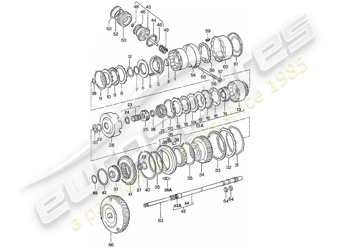 Porsche 924 (1985) TRANSMISSION PARTS - AUTOMATIC TRANSMISSION Part Diagram