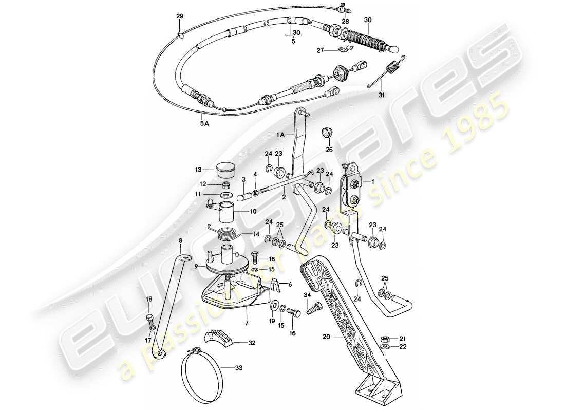 Porsche 924 (1985) THROTTLE CONTROL - ACCELERATOR CABLE - FOR - AUTOMATIC TRANSMISSION Part Diagram