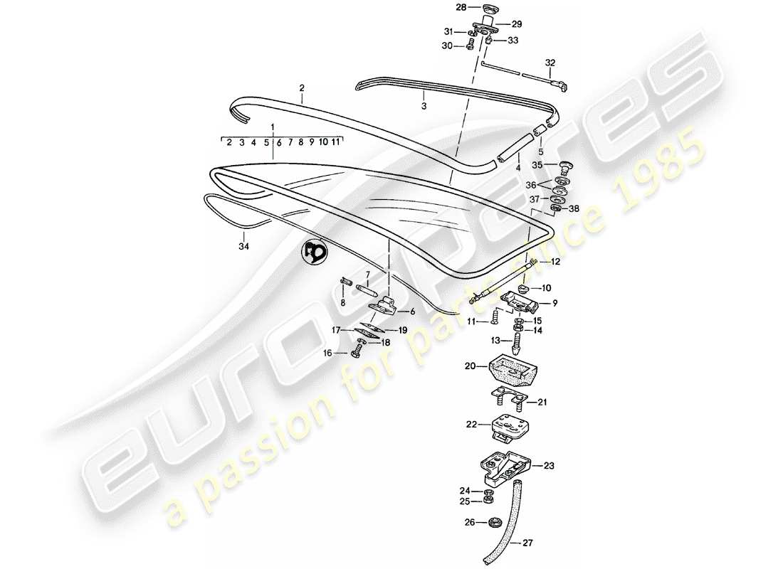Porsche 924 (1985) REAR TRUNK LID - WITHOUT: - SPOILER Part Diagram