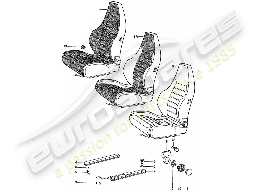 Porsche 924 (1985) SPORTS SEAT - COMPLETE Part Diagram