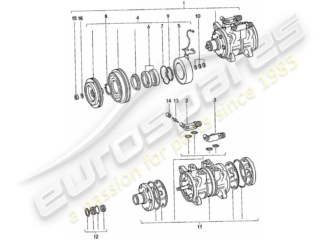 Porsche 924 (1985) COMPRESSOR Part Diagram