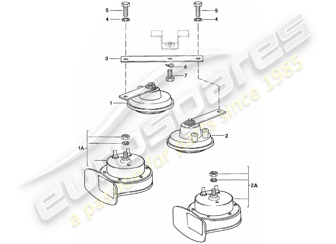 Porsche 924 (1985) HORN Part Diagram