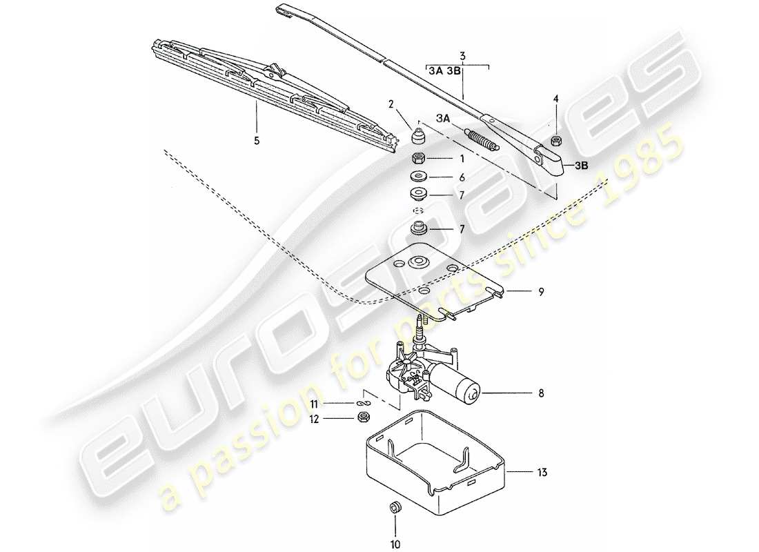 Porsche 924 (1985) REAR WINDOW WIPER Part Diagram