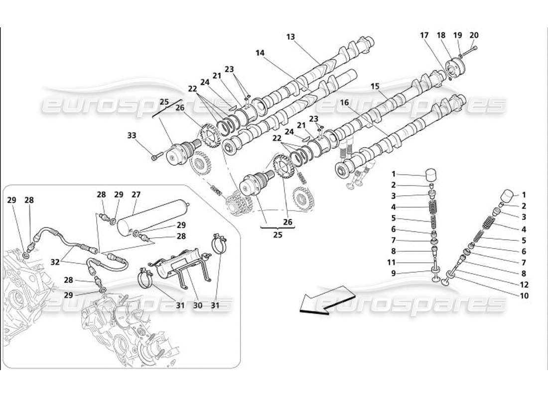 Maserati 4200 Coupe (2005) timing - tappets Parts Diagram