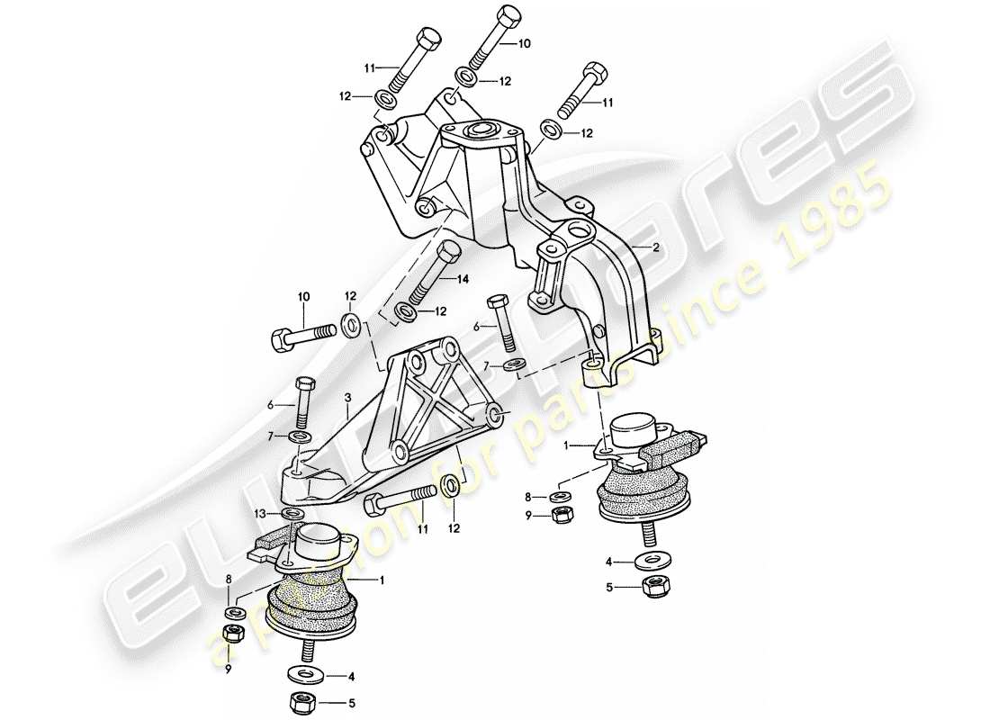 Porsche 944 (1986) engine suspension Part Diagram