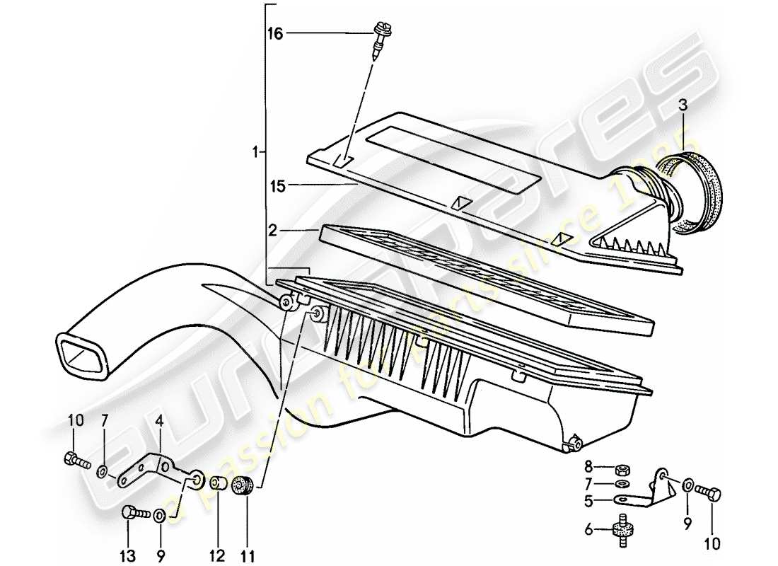 Porsche 944 (1988) air cleaner system Part Diagram