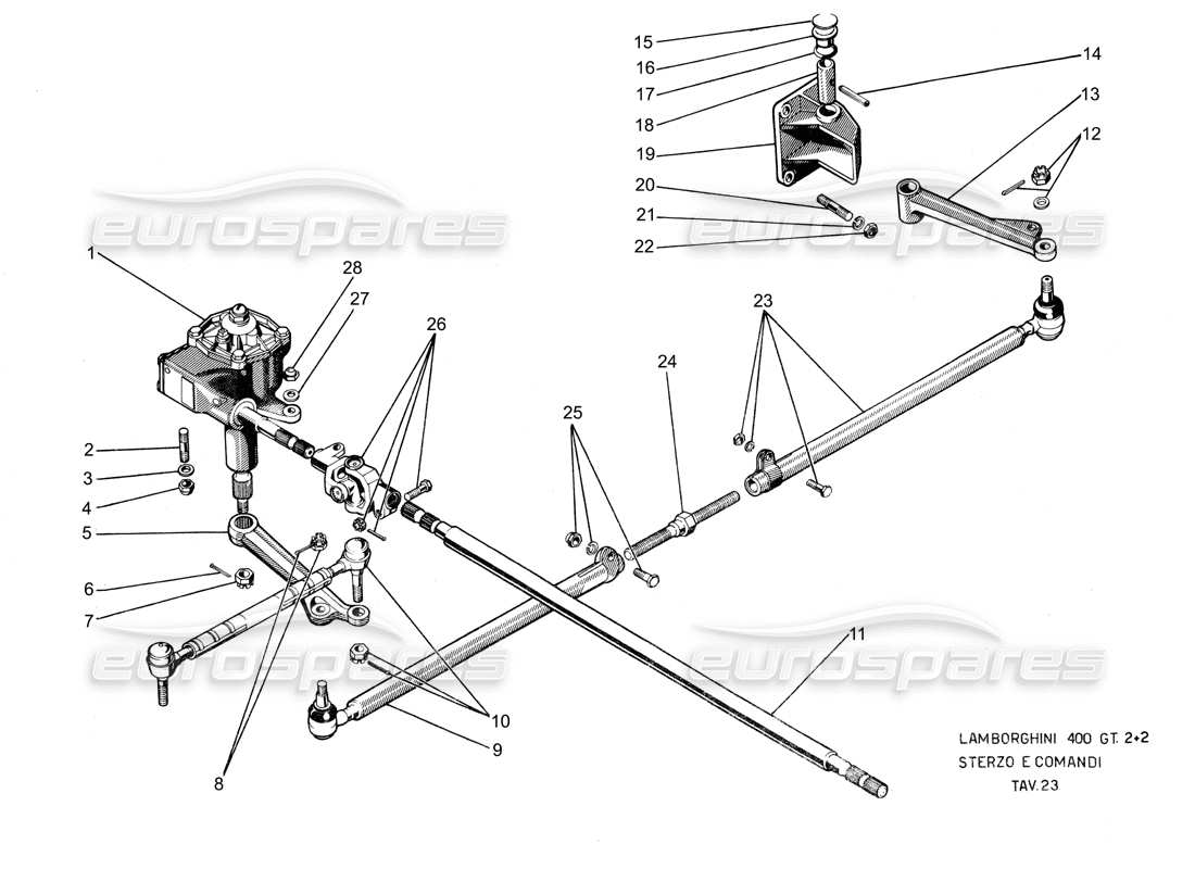 Lamborghini 400 GT Steering box Parts Diagram