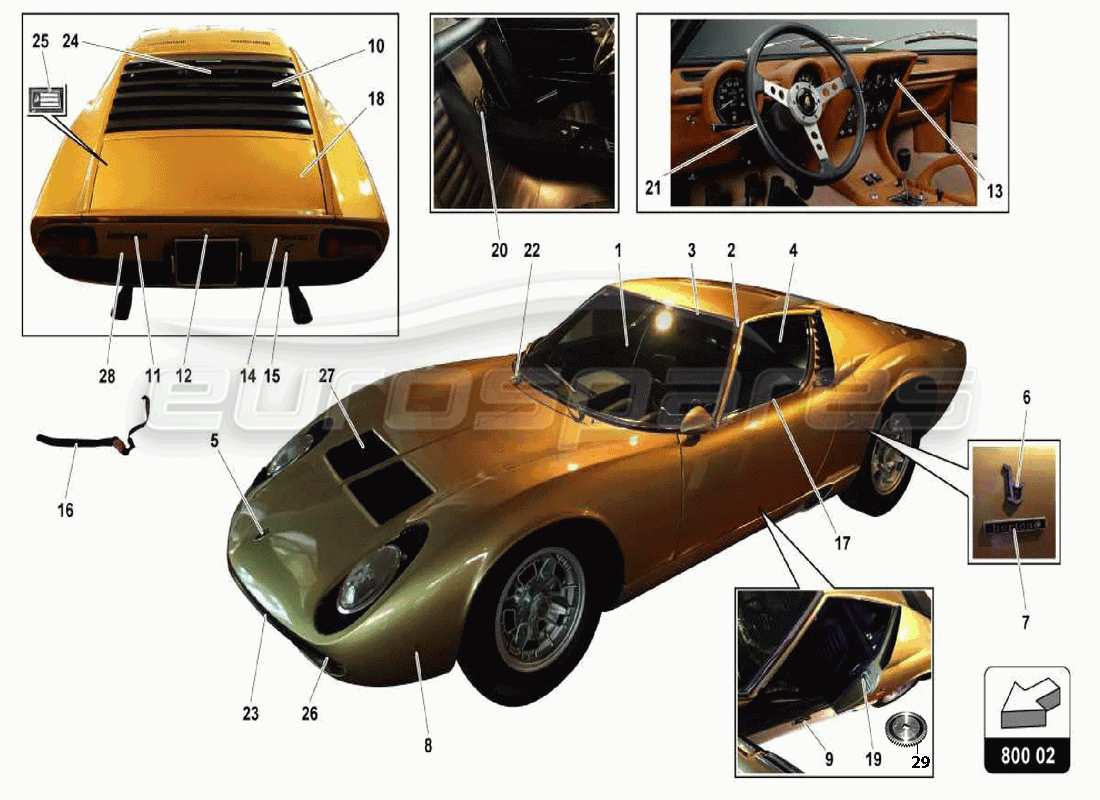 Lamborghini Miura P400 BODY Parts Diagram