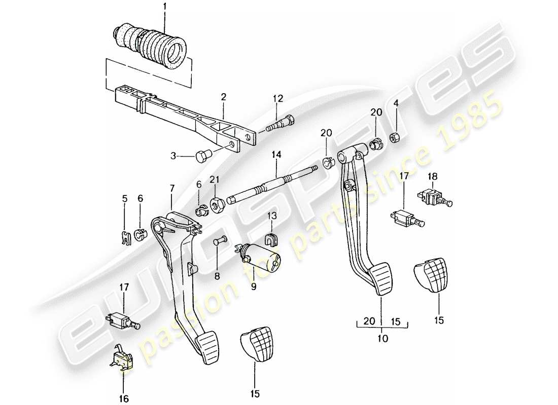 Porsche 996 GT3 (2002) Pedals Part Diagram