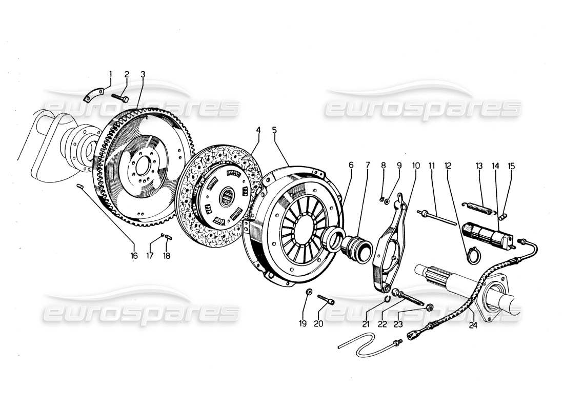 Lamborghini Urraco P250 / P250S clutch Parts Diagram