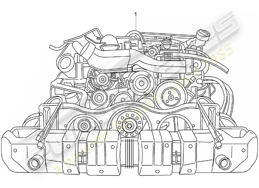 Porsche 996 T/GT2 (2002) REPLACEMENT ENGINE - - - READY FOR INSTALLATION - ONLY - INCLUDED - FUEL RADIATOR Part Diagram