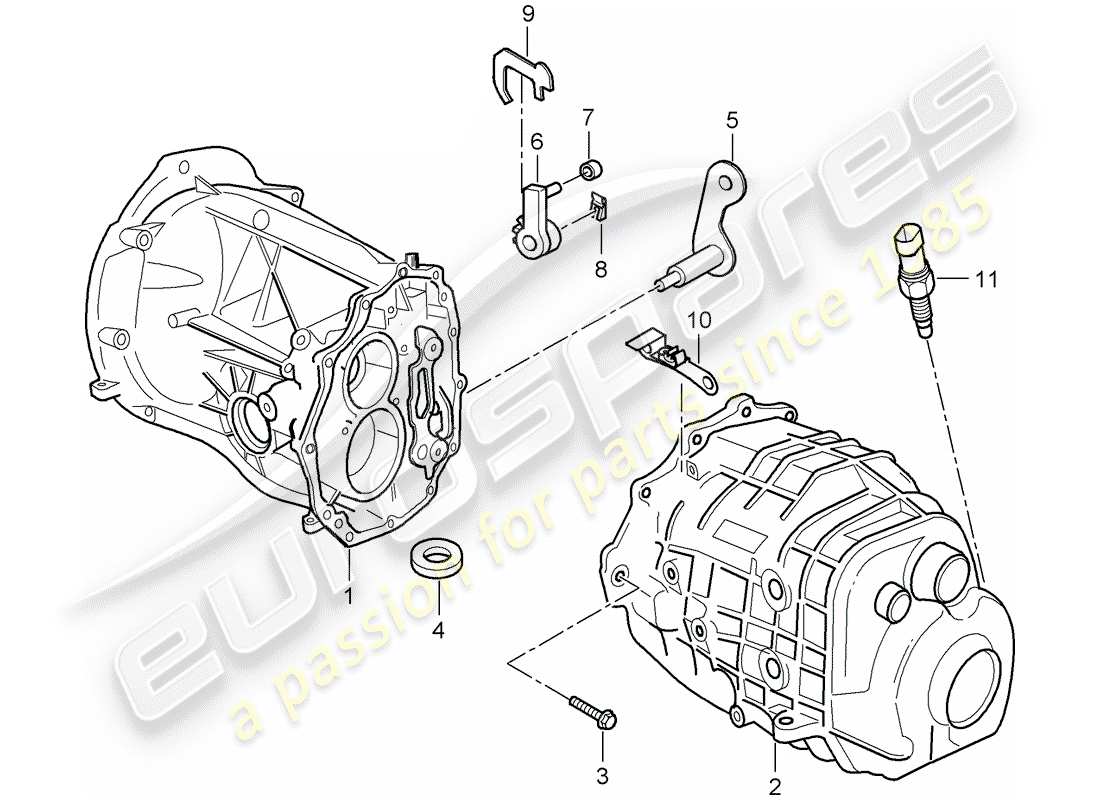 Porsche Boxster 986 (1997) transmission case - transmission cover Part Diagram