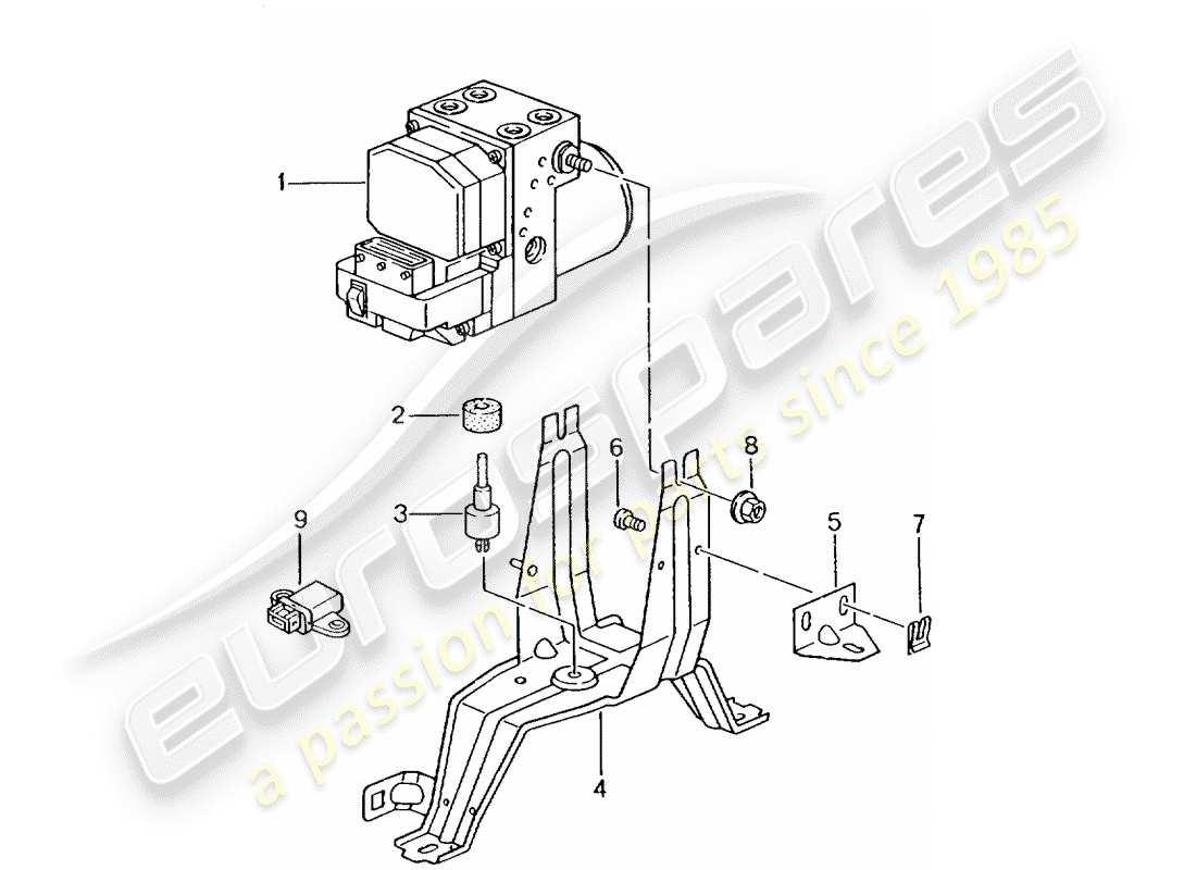 Porsche Boxster 986 (1997) HYDRAULIC UNIT - ANTI-LOCKING BRAKE SYST. -ABS- - CONTROL AND REGULATING UNIT Part Diagram