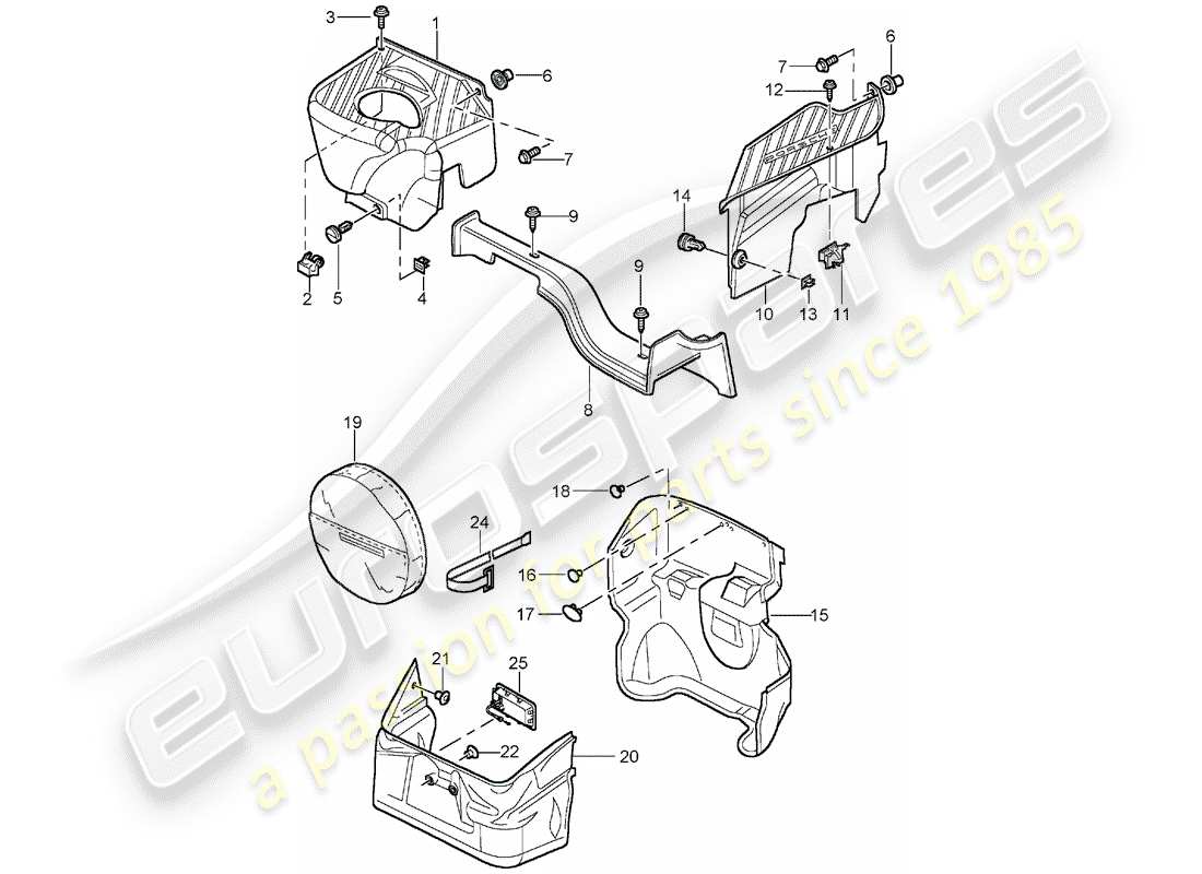 Porsche Boxster 986 (1997) luggage compartment Part Diagram