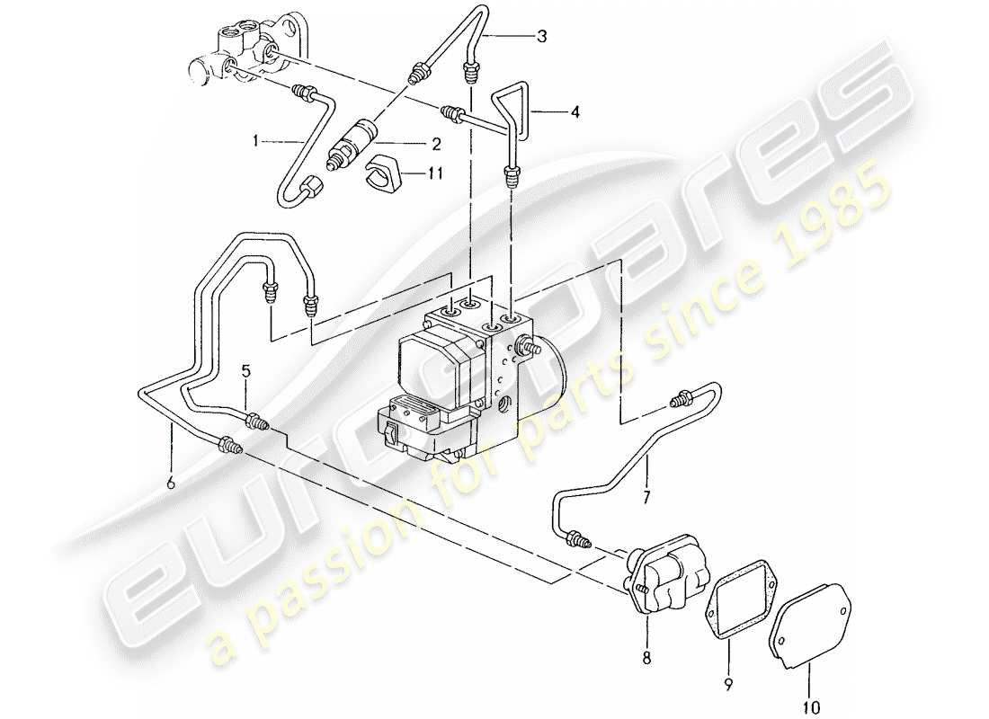 Porsche Boxster 986 (1998) BRAKE LINE - FRONT END Part Diagram