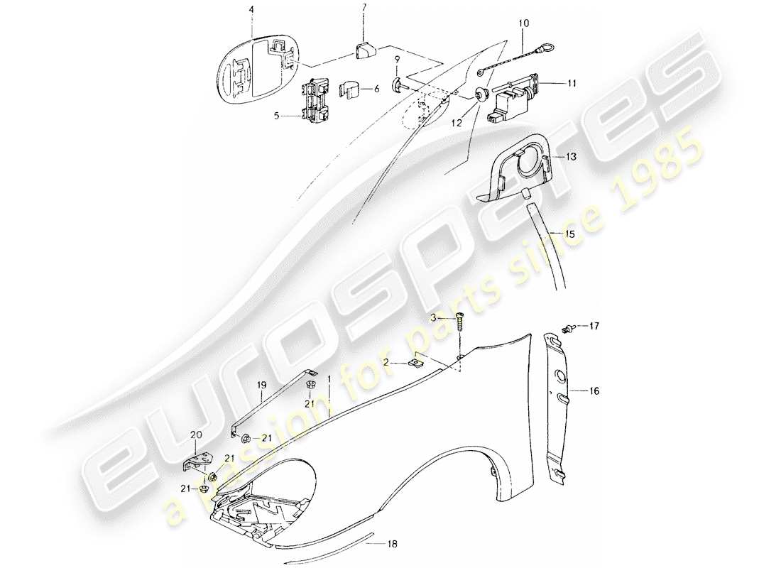 Porsche Boxster 986 (1998) FENDER Part Diagram