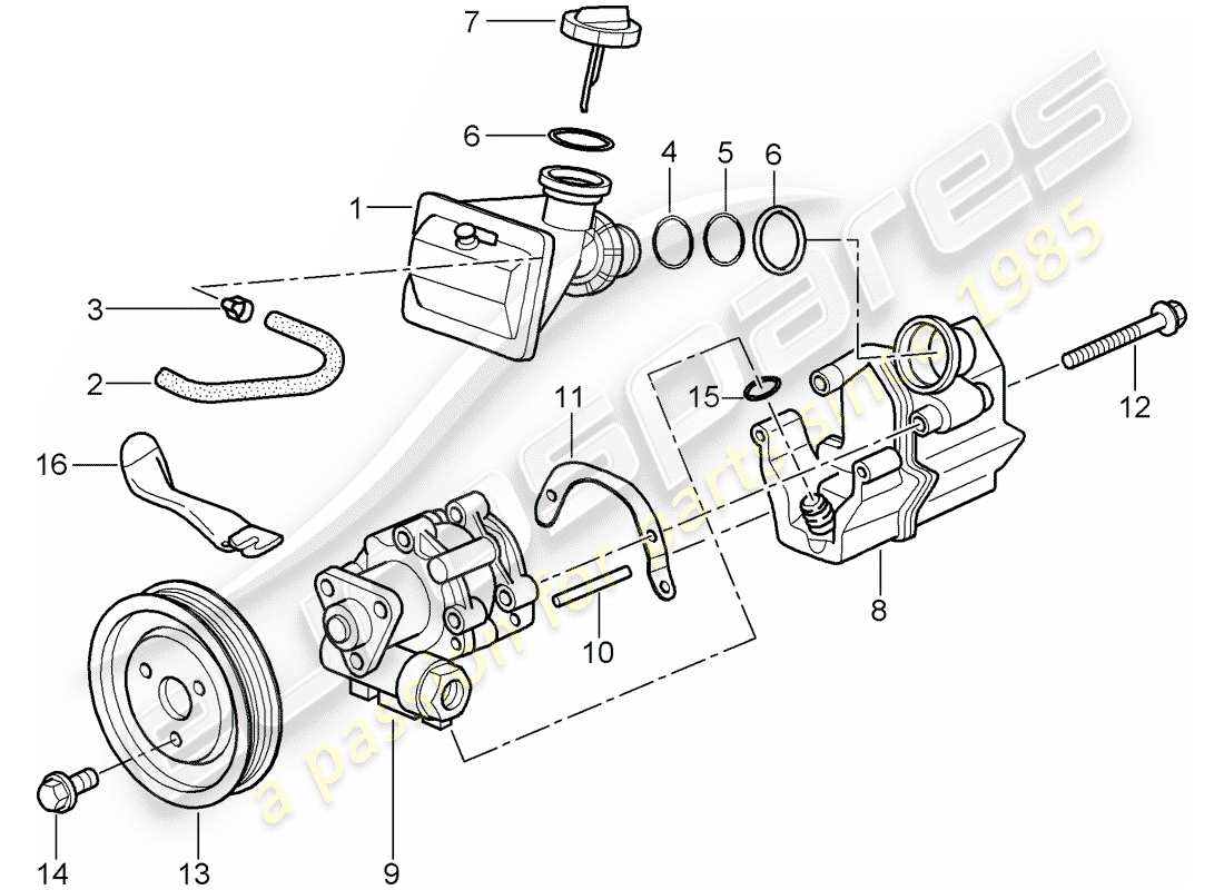 Porsche Boxster 986 (2000) POWER STEERING - POWER STEERING PUMP - FOR POWER STEERING - CONTAINER Part Diagram