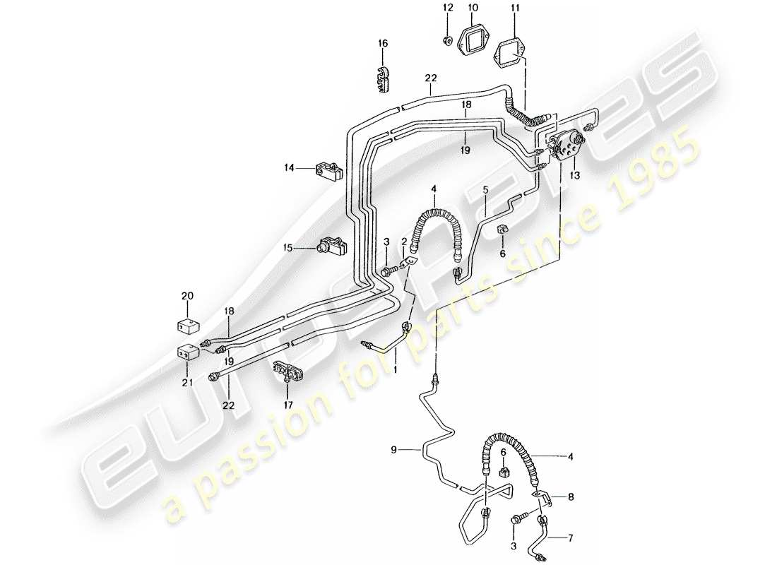 Porsche Boxster 986 (2000) BRAKE LINE - FRONT AXLE - UNDERBODY - VACUUM LINE Part Diagram