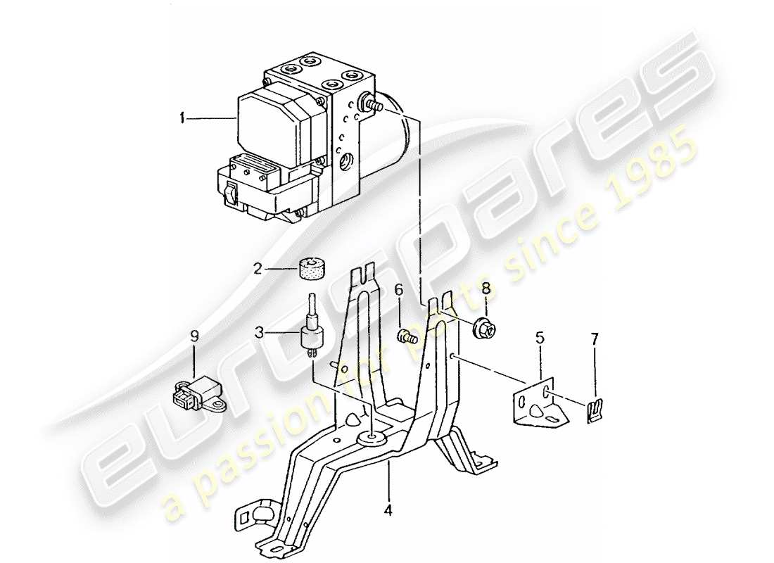 Porsche Boxster 986 (2000) HYDRAULIC UNIT - ANTI-LOCKING BRAKE SYST. -ABS- - CONTROL AND REGULATING UNIT Part Diagram