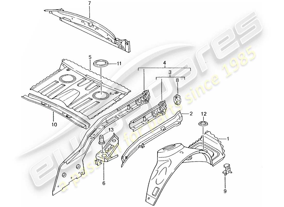Porsche Boxster 986 (2000) REAR END - SINGLE PARTS Part Diagram
