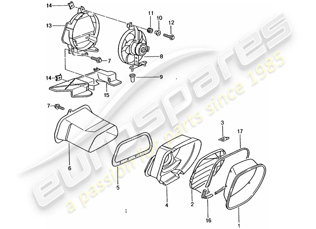 Porsche Boxster 986 (2000) ENGINE COMPARTMENT COOLING Part Diagram