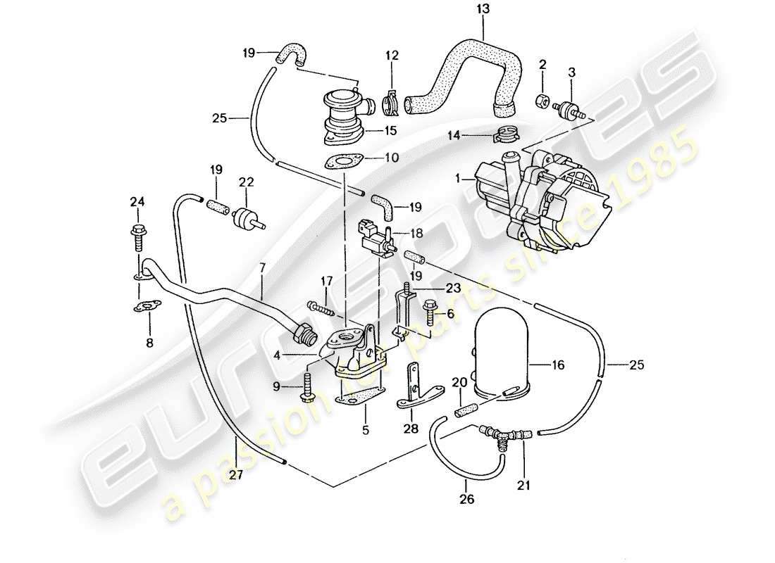 Porsche Boxster 986 (2003) SECONDARY AIR PUMP - - D - MJ 2000>> - MJ 2002 Part Diagram