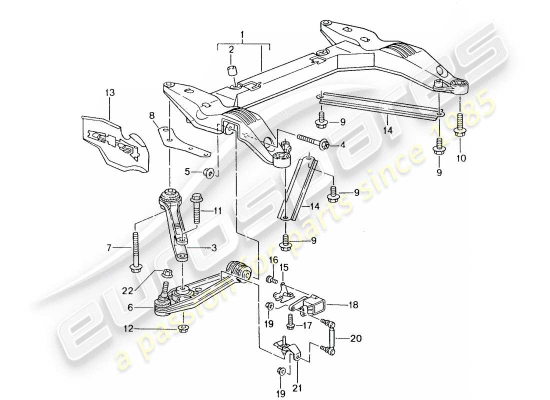 Porsche Boxster 986 (2003) CROSS MEMBER - TRACK CONTROL ARM Part Diagram