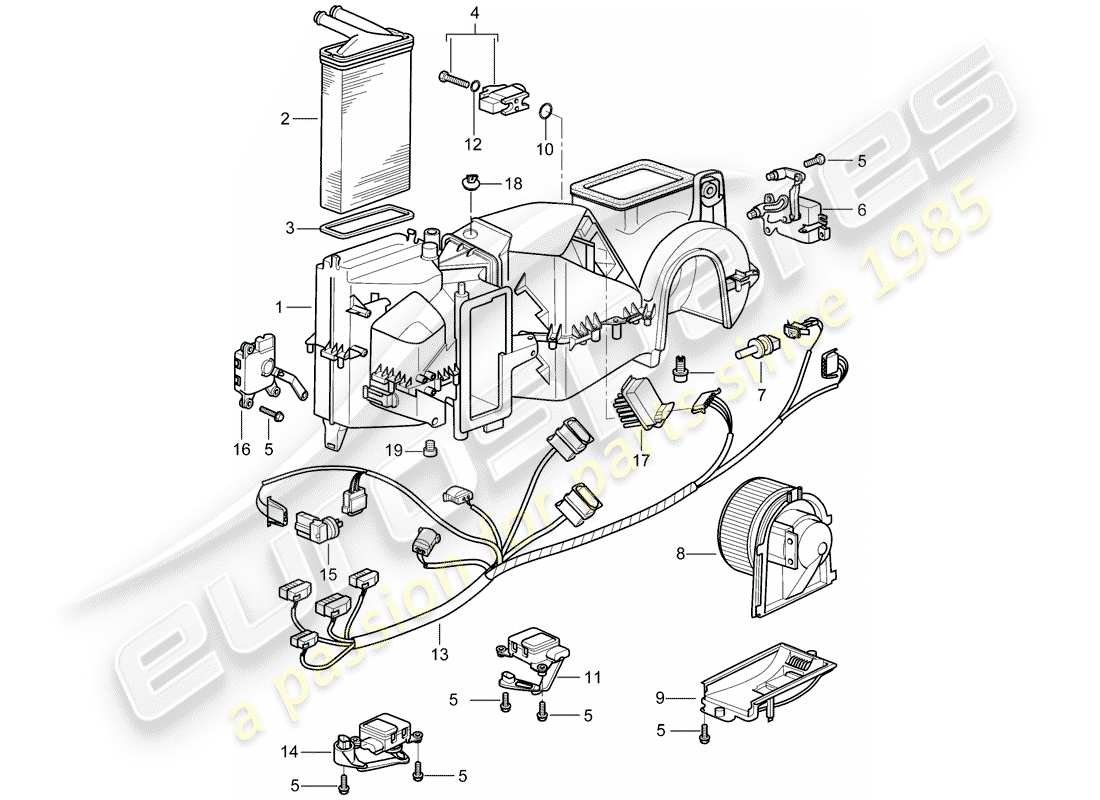 Porsche Boxster 986 (2003) air distribution housing - single parts Part Diagram