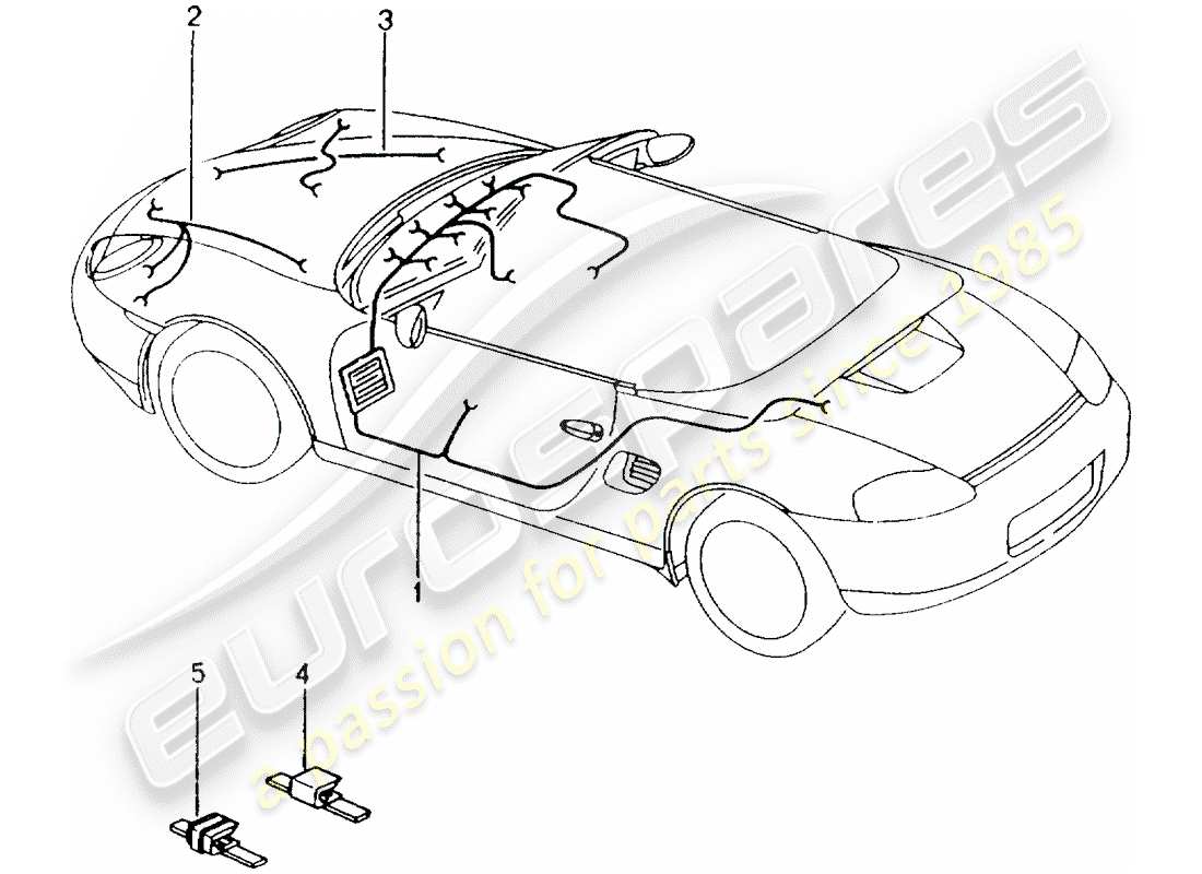 Porsche Boxster 986 (2003) WIRING HARNESSES - PASSENGER COMPARTMENT - GLOVE BOX - FRONT END - REPAIR KIT - ANTI-LOCKING BRAKE SYST. -ABS- - BRAKE PAD WEAR INDICATOR - FRONT AXLE Part Diagram