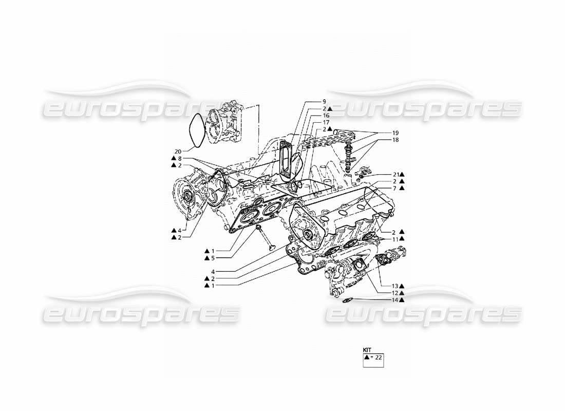 Maserati QTP. 3.2 V8 (1999) gaskets and oil seals for heads overhaul Parts Diagram