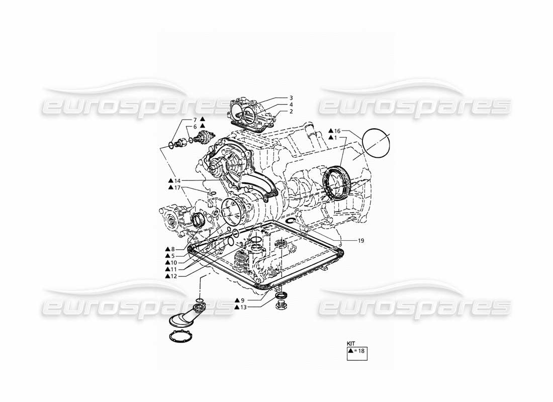 Maserati QTP. 3.2 V8 (1999) gaskets and oil seals for block overhaul Parts Diagram