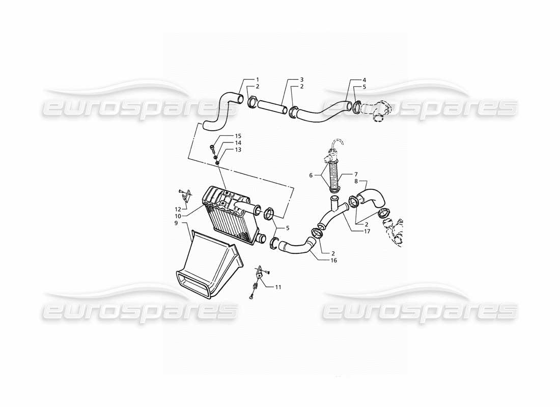 Maserati QTP. 3.2 V8 (1999) Heat Exchanger Pipes RH Side Parts Diagram
