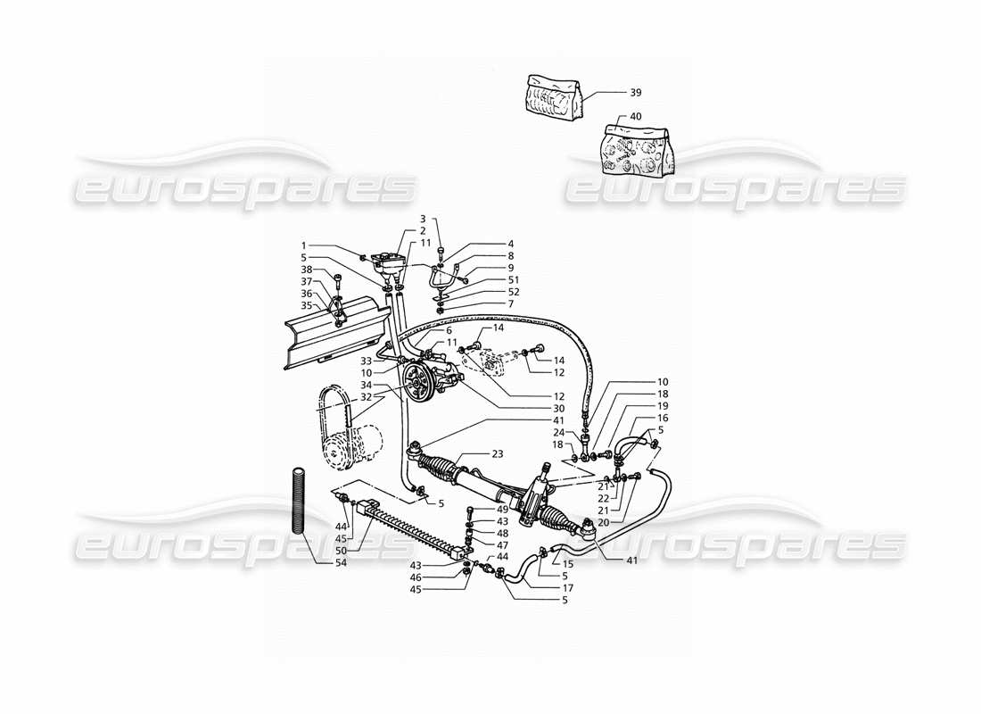 Maserati QTP. 3.2 V8 (1999) Power Steering System (LH Drive) Parts Diagram