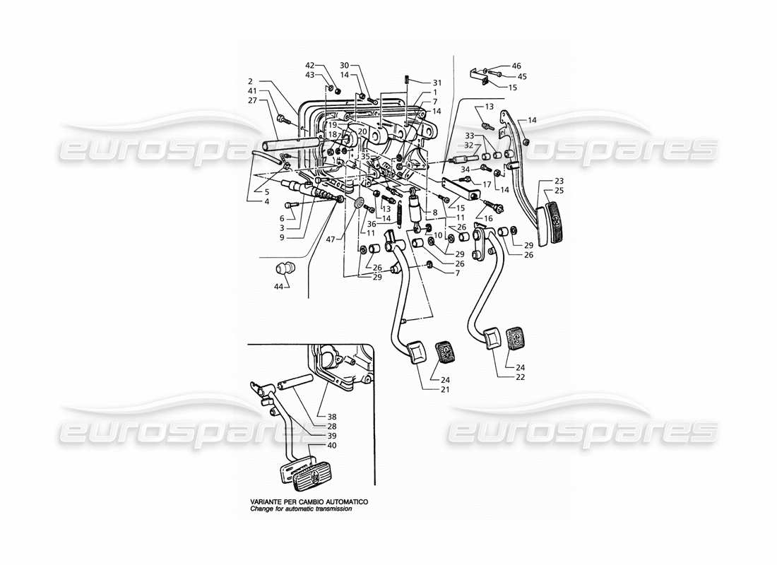 Maserati QTP. 3.2 V8 (1999) Pedal Assy clutch Pump for LH Drive (M.T. and A.T.) Parts Diagram