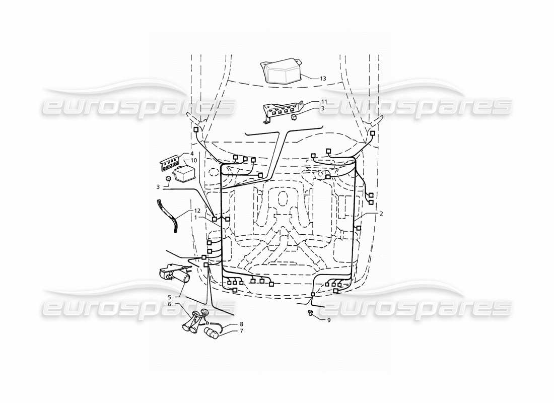 Maserati QTP. 3.2 V8 (1999) Electrical System: Engine Compartment (LH Drive RH Drive) Parts Diagram