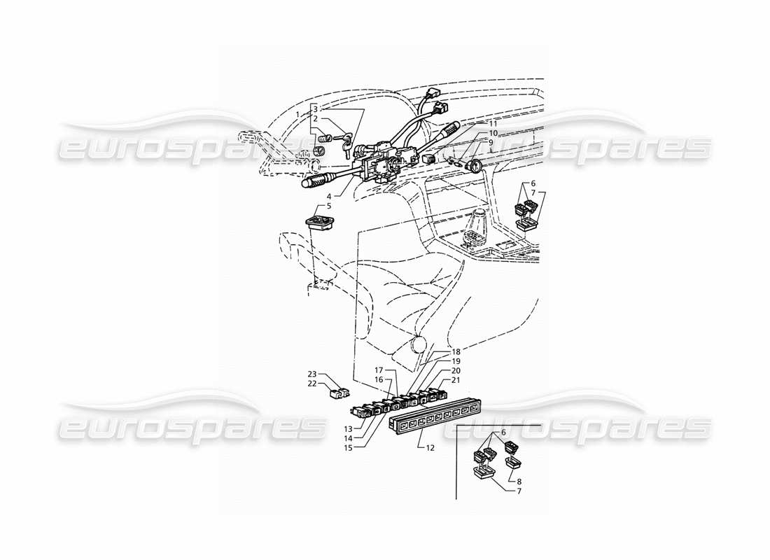 Maserati QTP. 3.2 V8 (1999) Switches and Steering Lock Parts Diagram