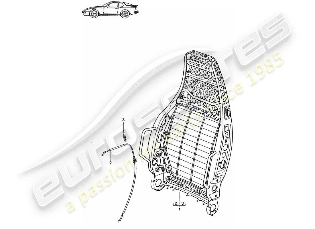 Porsche Seat 944/968/911/928 (1990) BACKREST FRAME - SPORTS SEAT - D >> - MJ 1988 Part Diagram