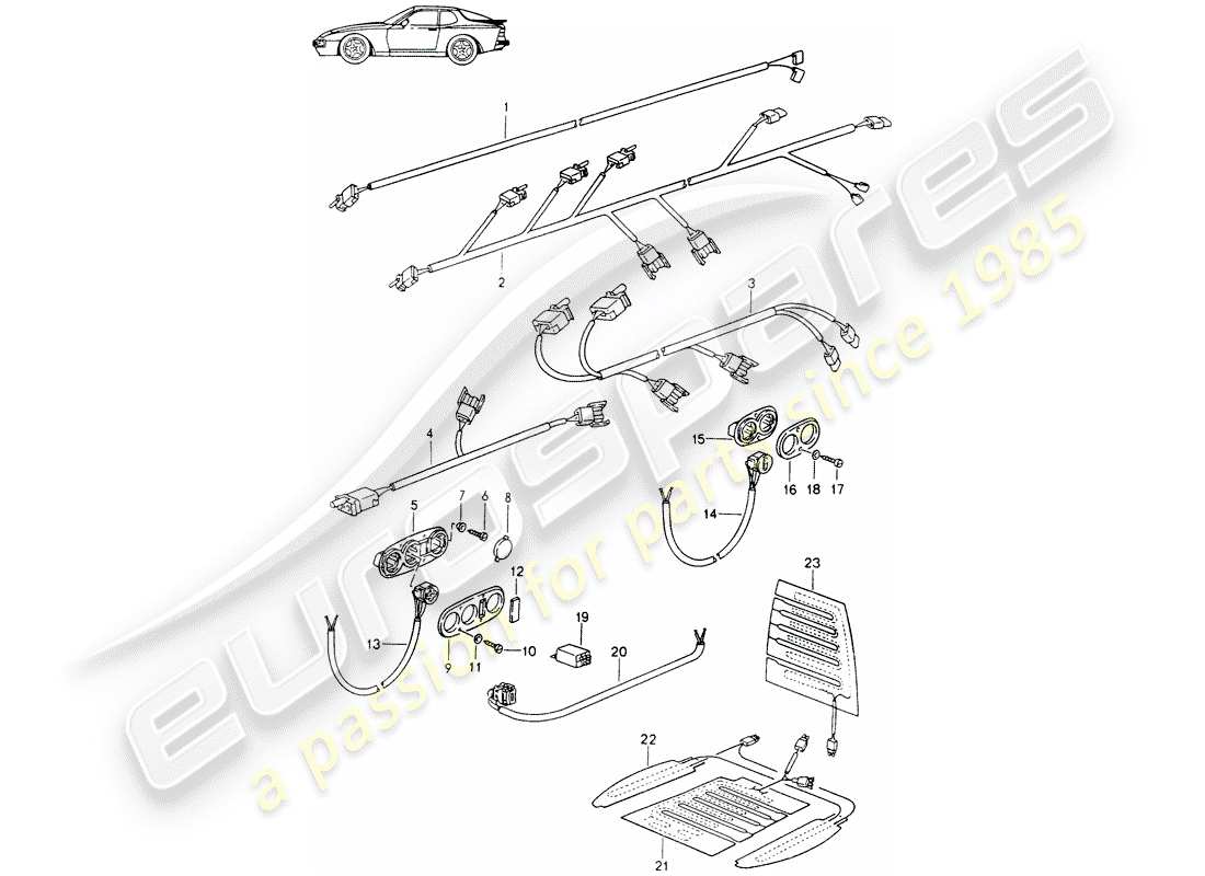 Porsche Seat 944/968/911/928 (1990) WIRING HARNESSES - SWITCH - SEAT HEATER - FRONT SEAT - D - MJ 1989>> - MJ 1991 Part Diagram