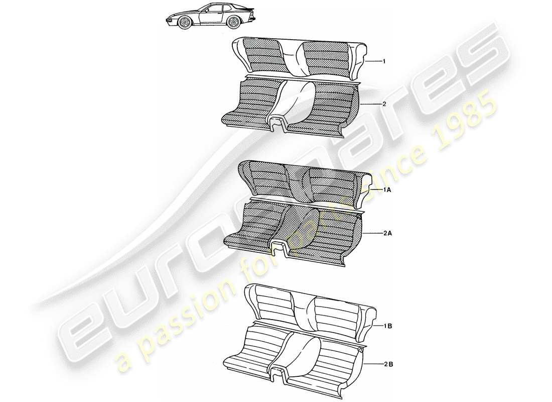 Porsche Seat 944/968/911/928 (1990) EMERGENCY SEAT - COMPLETE - D >> - MJ 1988 Part Diagram