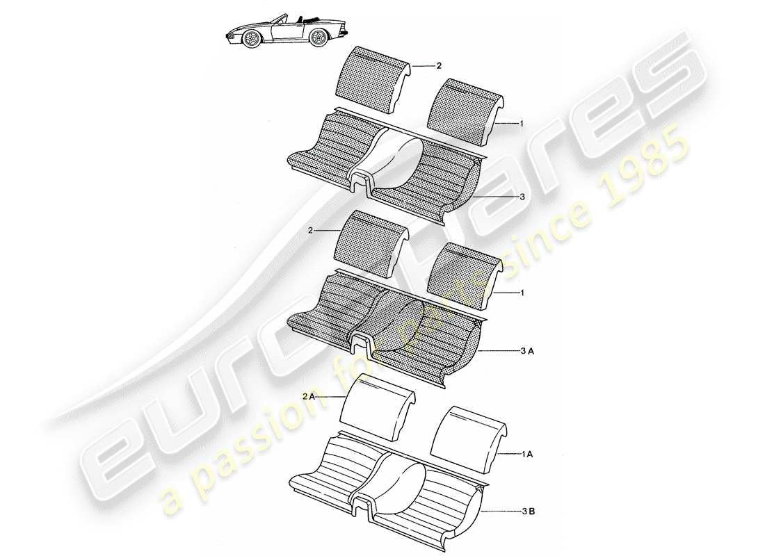 Porsche Seat 944/968/911/928 (1990) EMERGENCY SEAT - COMPLETE - - D - MJ 1989>> - MJ 1991 Part Diagram